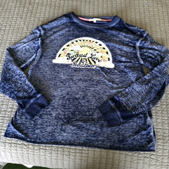 C&C California Blue Burn Out Long Sleeve Tee Small - Picture 1 of 5